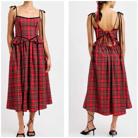 Eliza Faulkner Tessa Dress Red Plaid Size Medium - Picture 1 of 8